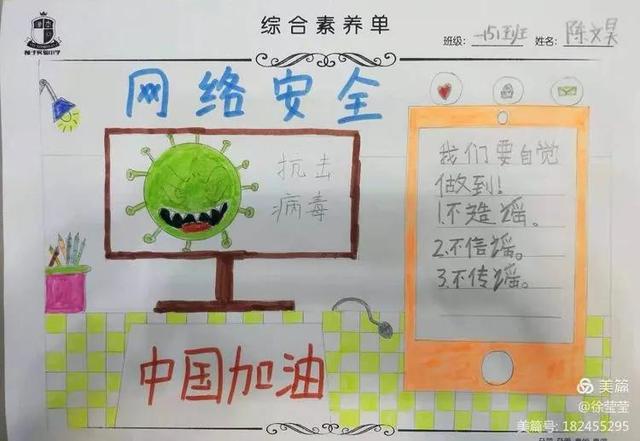 又简单又漂亮的网络安全手抄报(文明上网健康成长)(6)