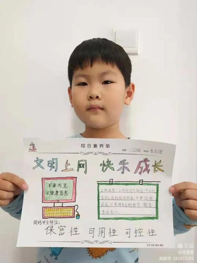 又简单又漂亮的网络安全手抄报(文明上网健康成长)(5)