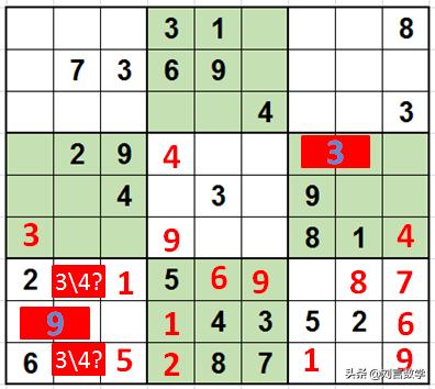 数独九宫格快速挑战高难度讲解(玩转数独之九宫数独高级技巧解题实例)(13)