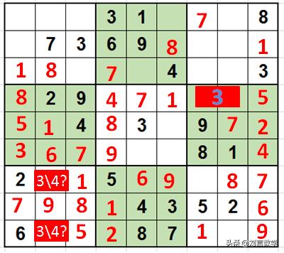 数独九宫格快速挑战高难度讲解(玩转数独之九宫数独高级技巧解题实例)(22)