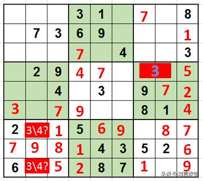 数独九宫格快速挑战高难度讲解(玩转数独之九宫数独高级技巧解题实例)(18)