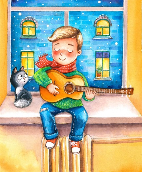 充满童趣的彩铅手绘儿童插画，丰富的色彩，温暖的画面，太治愈了