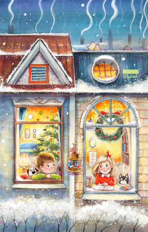 充满童趣的彩铅手绘儿童插画，丰富的色彩，温暖的画面，太治愈了