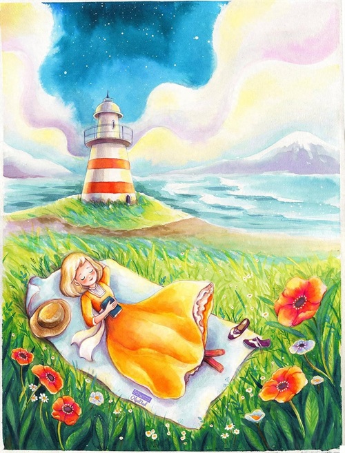 充满童趣的彩铅手绘儿童插画，丰富的色彩，温暖的画面，太治愈了