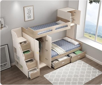 ​一儿一女挤一间儿童房，越来越多家庭不用窗帘分隔，这样设计更强